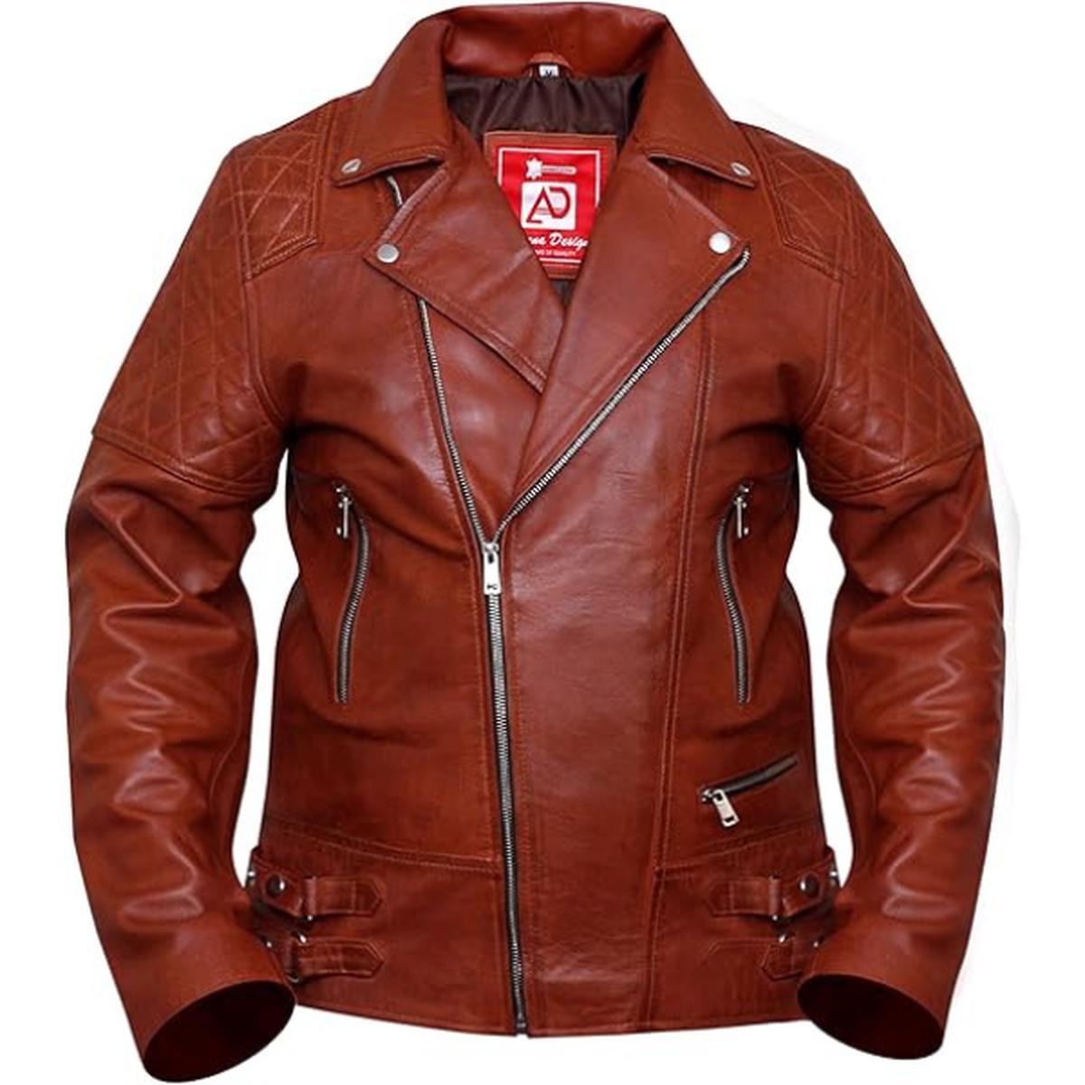 Men Brown Sheepskin Leather Jacket