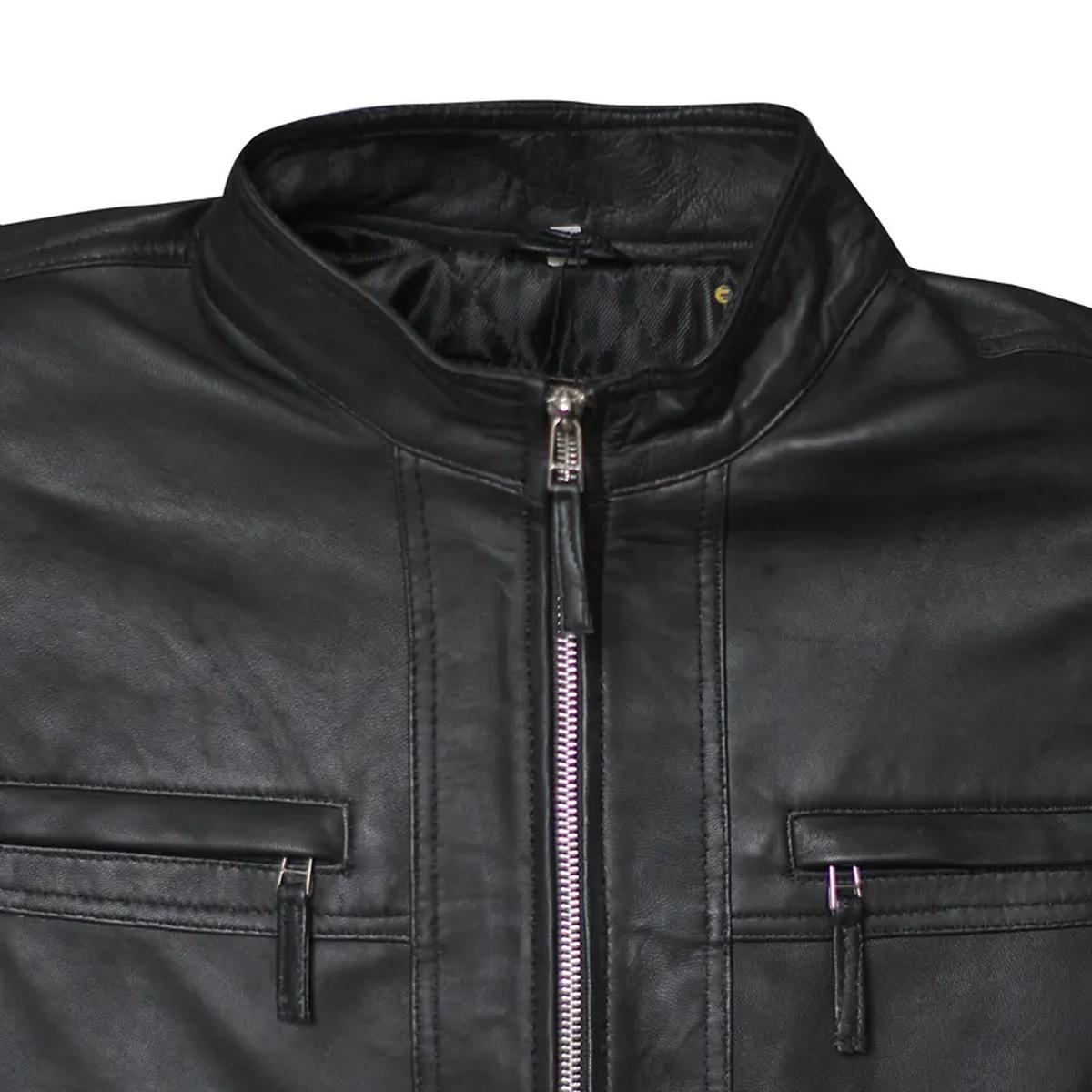 Premium Real Black Motorcycle Leather Vest For Men (2)