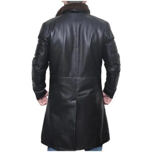 Men Shearling-Style Real Leather Trench Coat