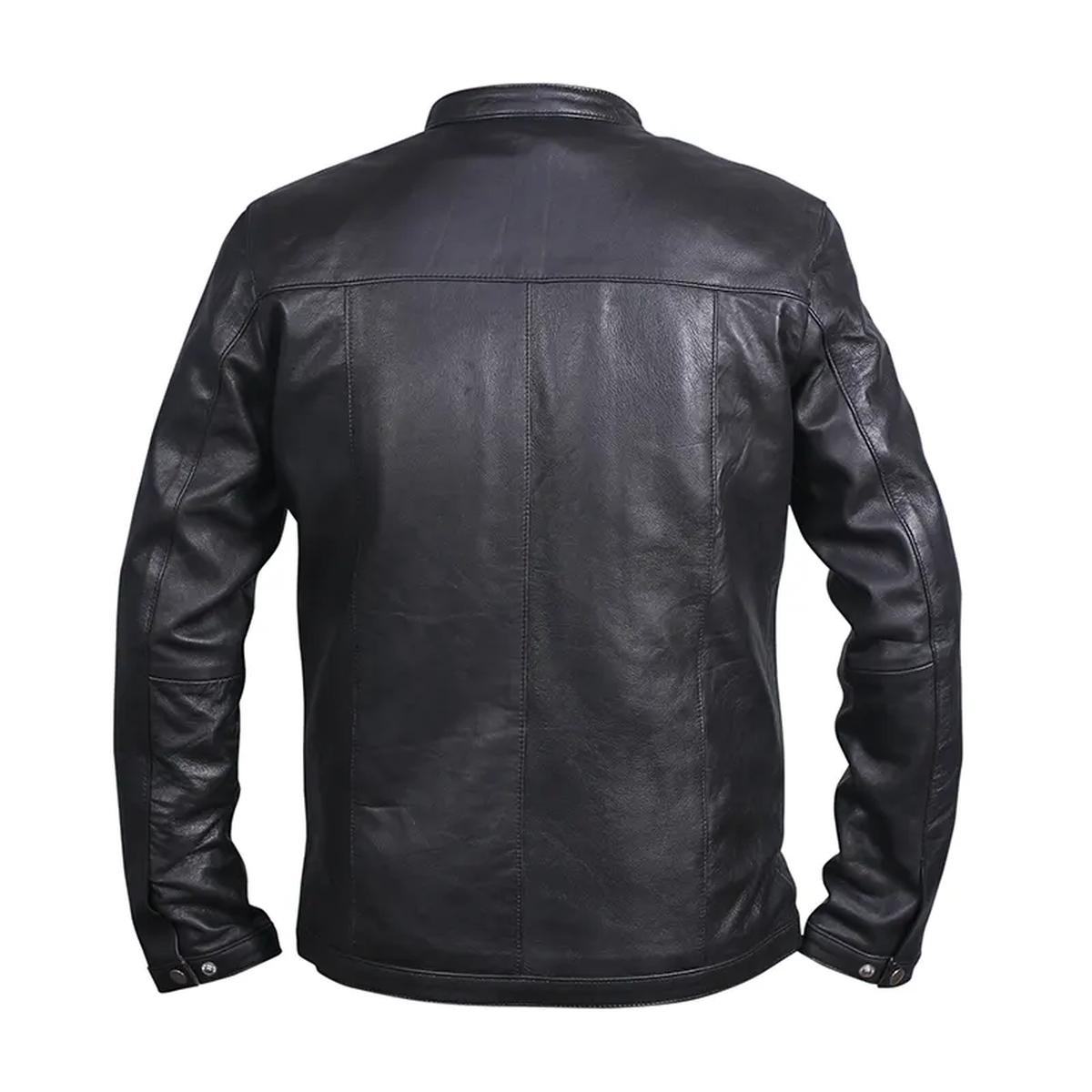 Men Black Retro Vintage Leather Jacket (2)