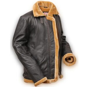 Flight Aviator Brown Shearling-Style Leather Jacket