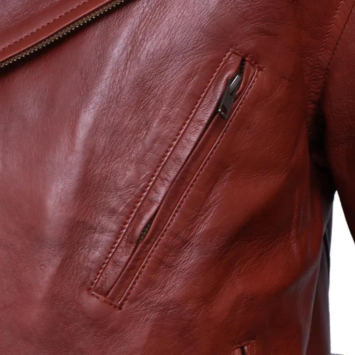 Men Motorcycle Brown Leather Jacket (2)