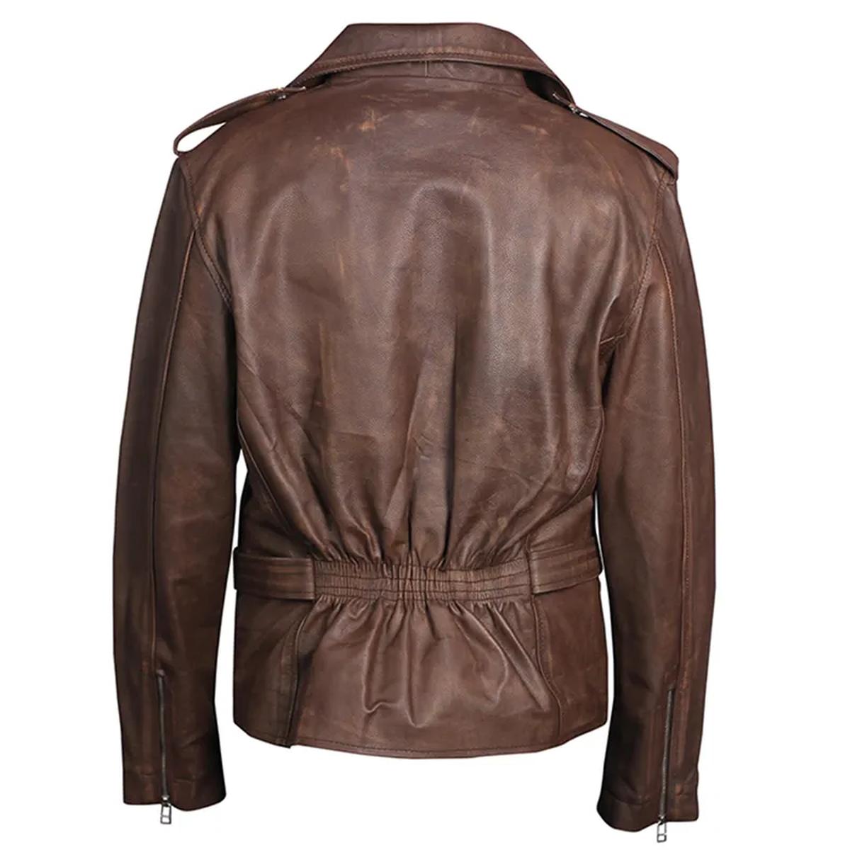 Men Biker Brown Genuine Leather Jacket (2)