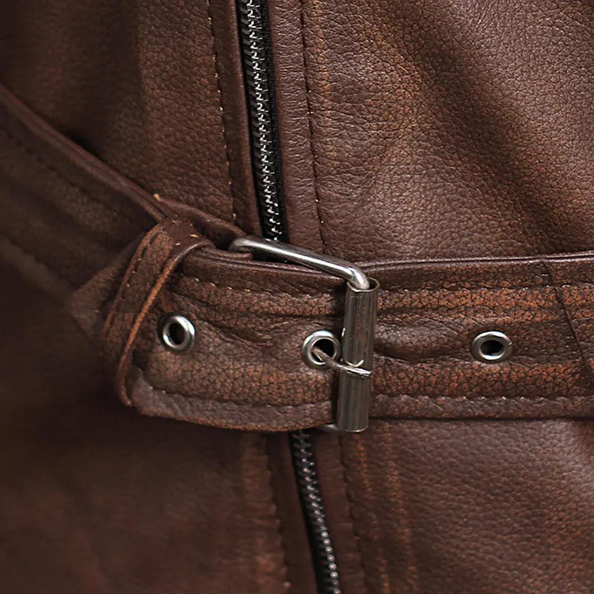 Men Biker Brown Genuine Leather Jacket (3)