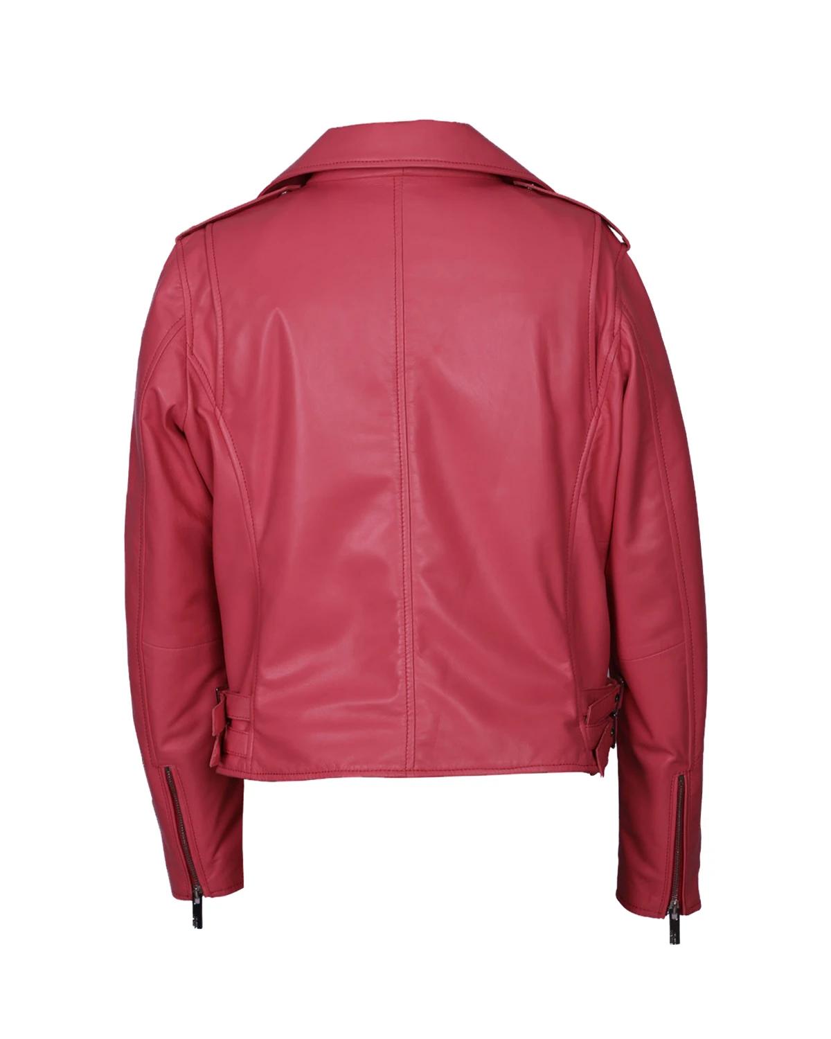 Carol Tapered-Fit Biker Sheepskin Leather Jacket (2)
