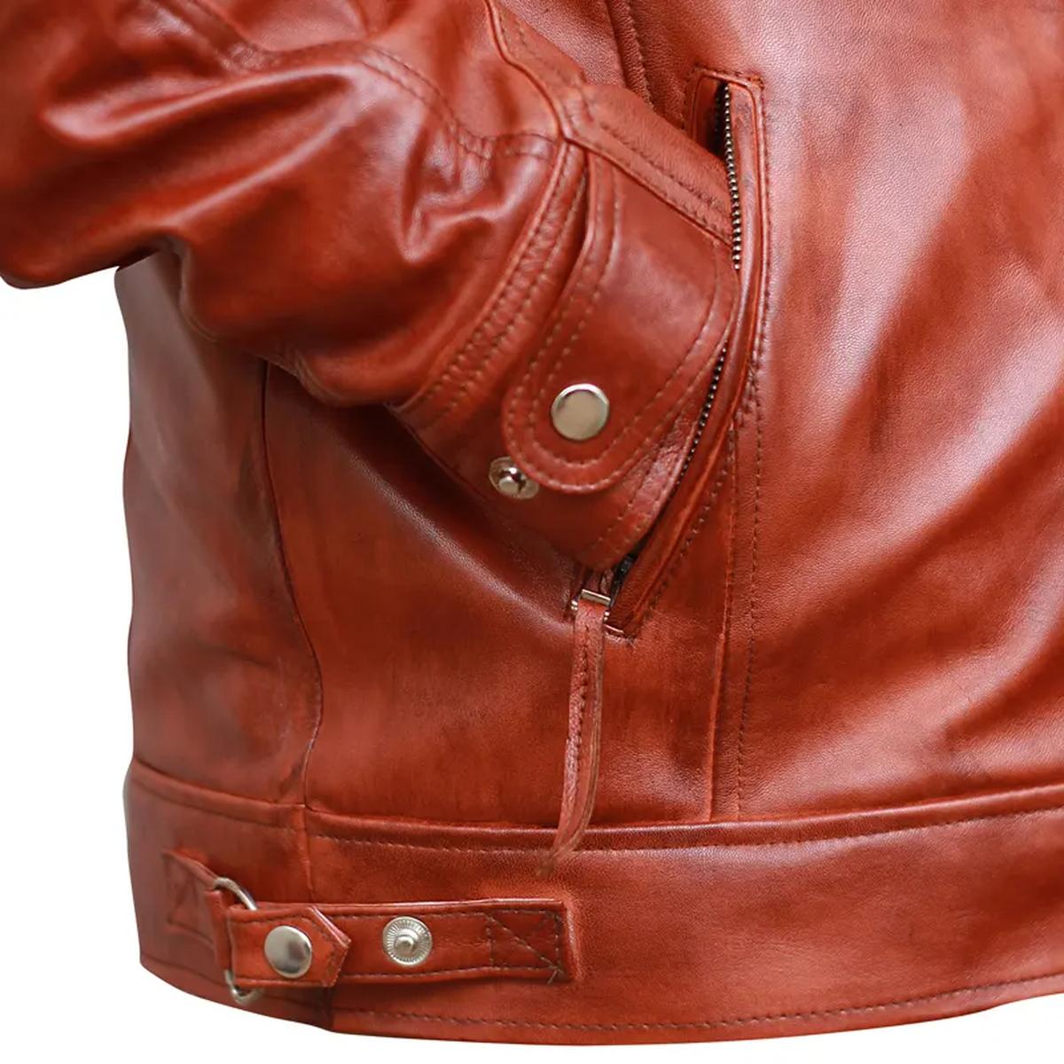 Classic Diamond Vintage Brown Biker Leather Jacket (4)
