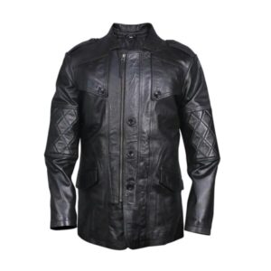 Classical Biker Retro Genuine Leather Pea Coat