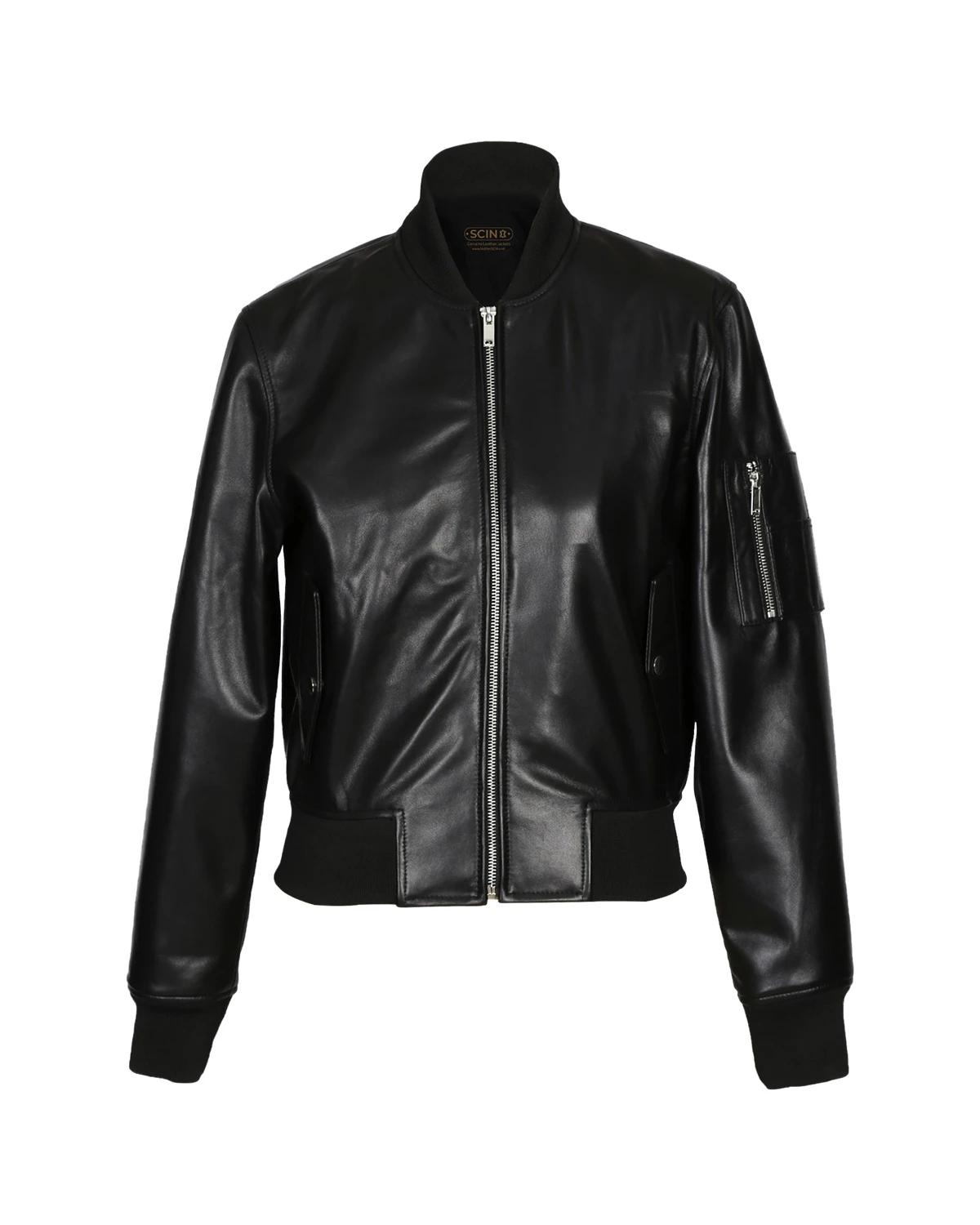 Women Classic Bomber Sheepskin Leather Jacket