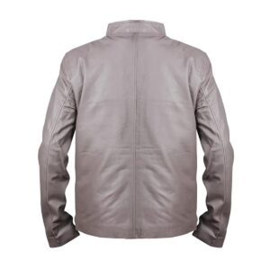 Men Gray Cafe Racer Leather Jacket