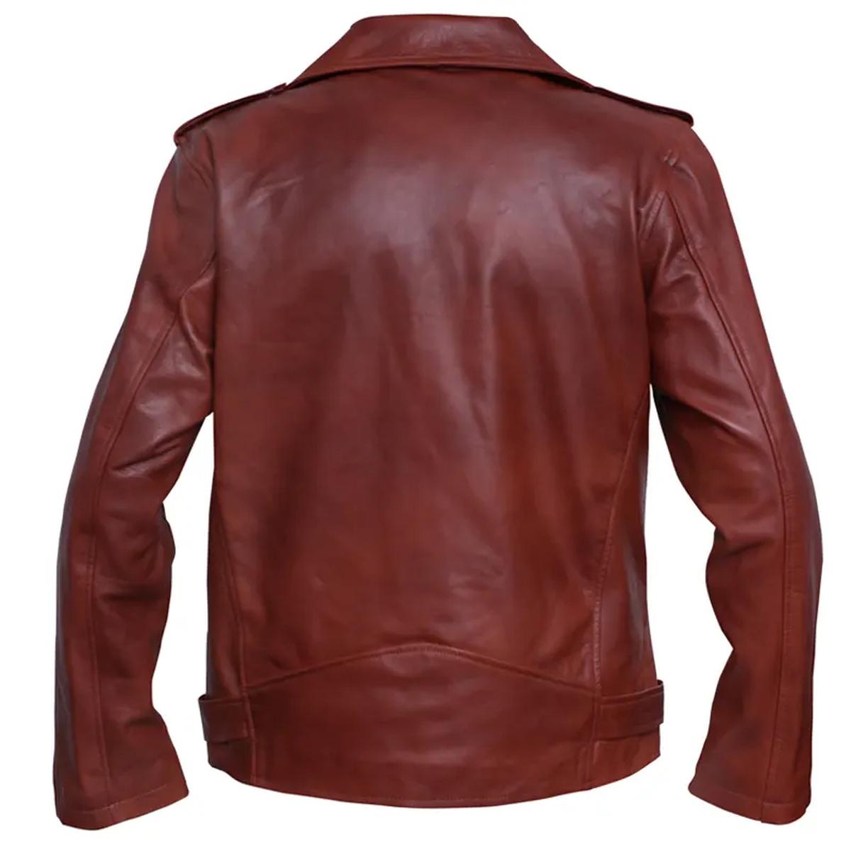Men Motorcycle Brown Leather Jacket (3)