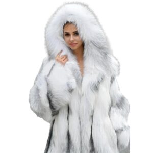 Luxury Artic Marble Faux Fur Coat