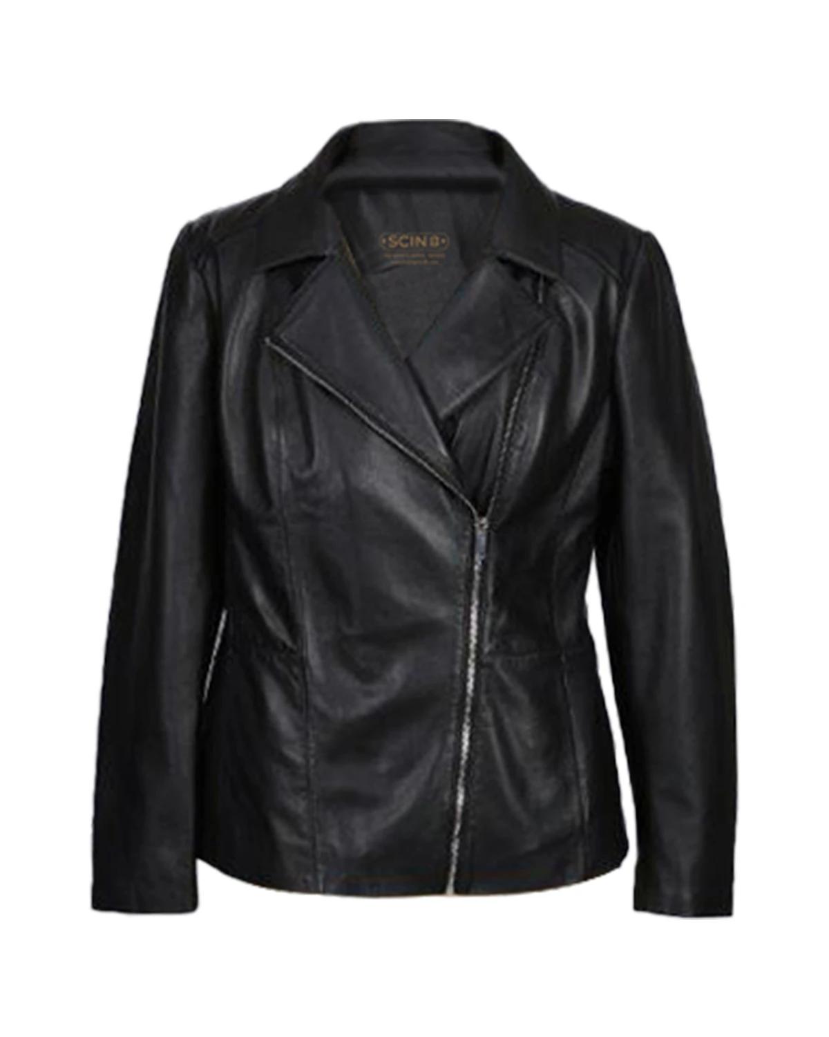 Women Maya Sheepskin Leather Jacket Black