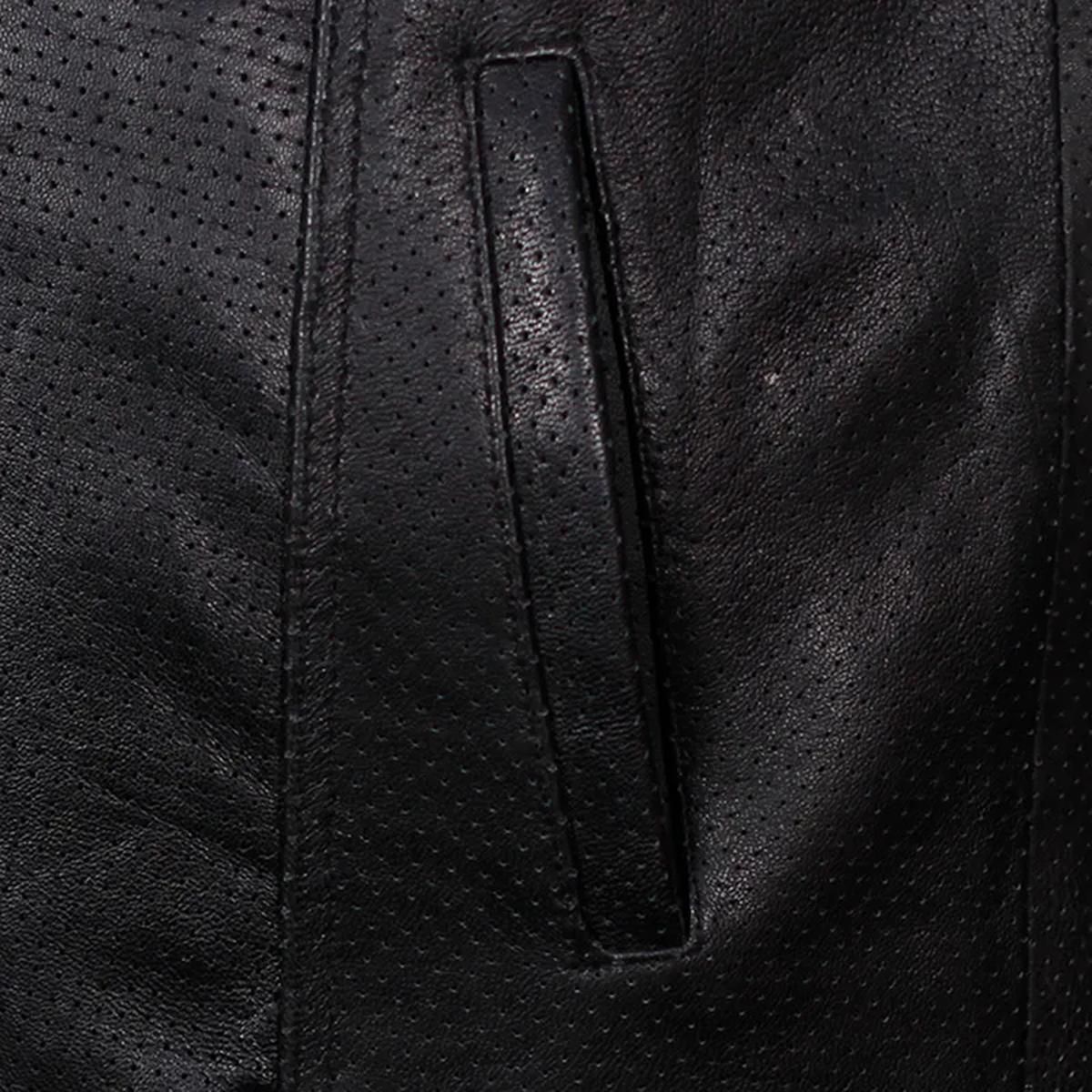 Men Black Sheepskin Leather Vest (4)