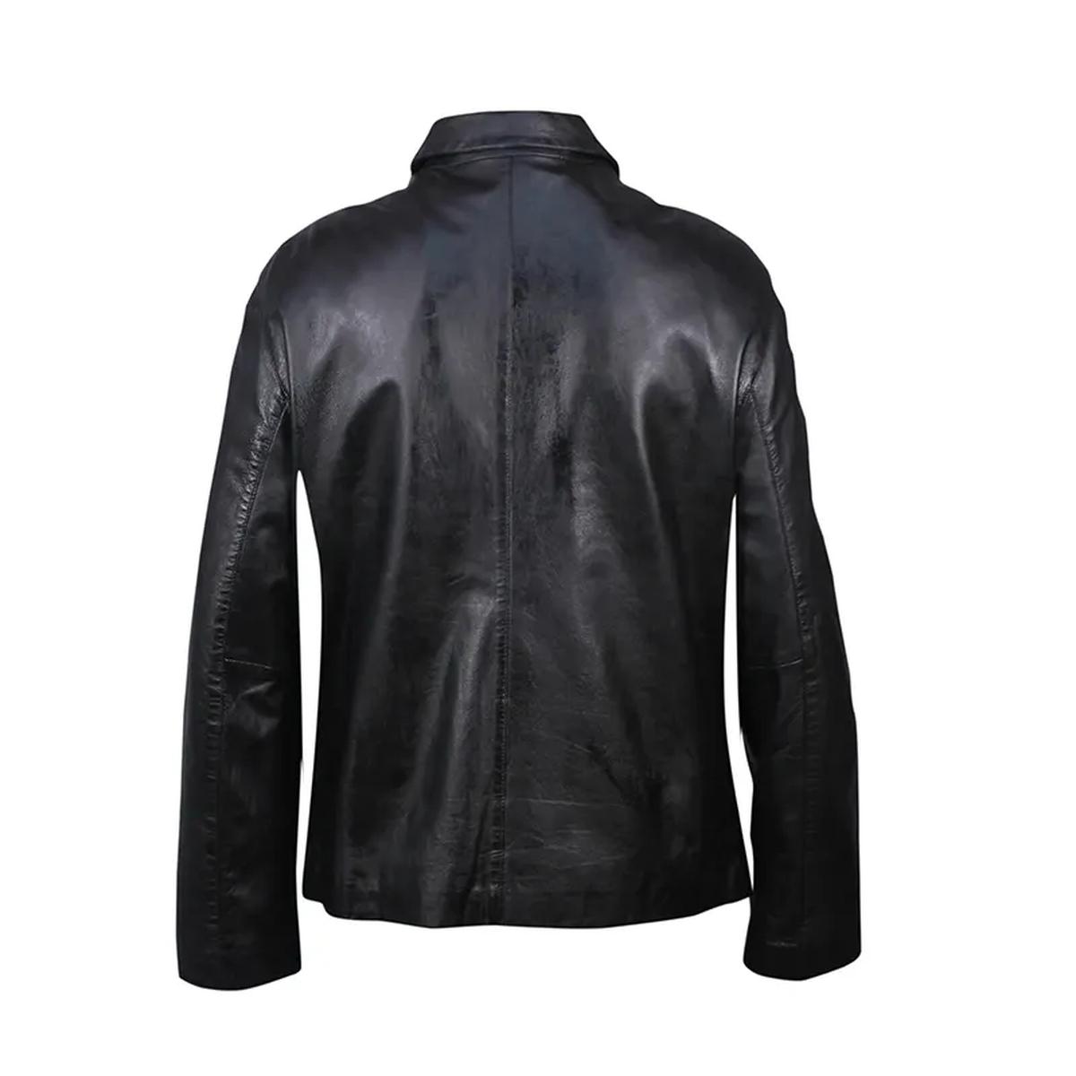 Men Classic Zipped Biker Leather Jacket (2)