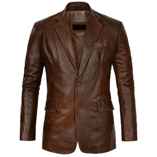 Men Dark Brown Stylish Leather Blazer