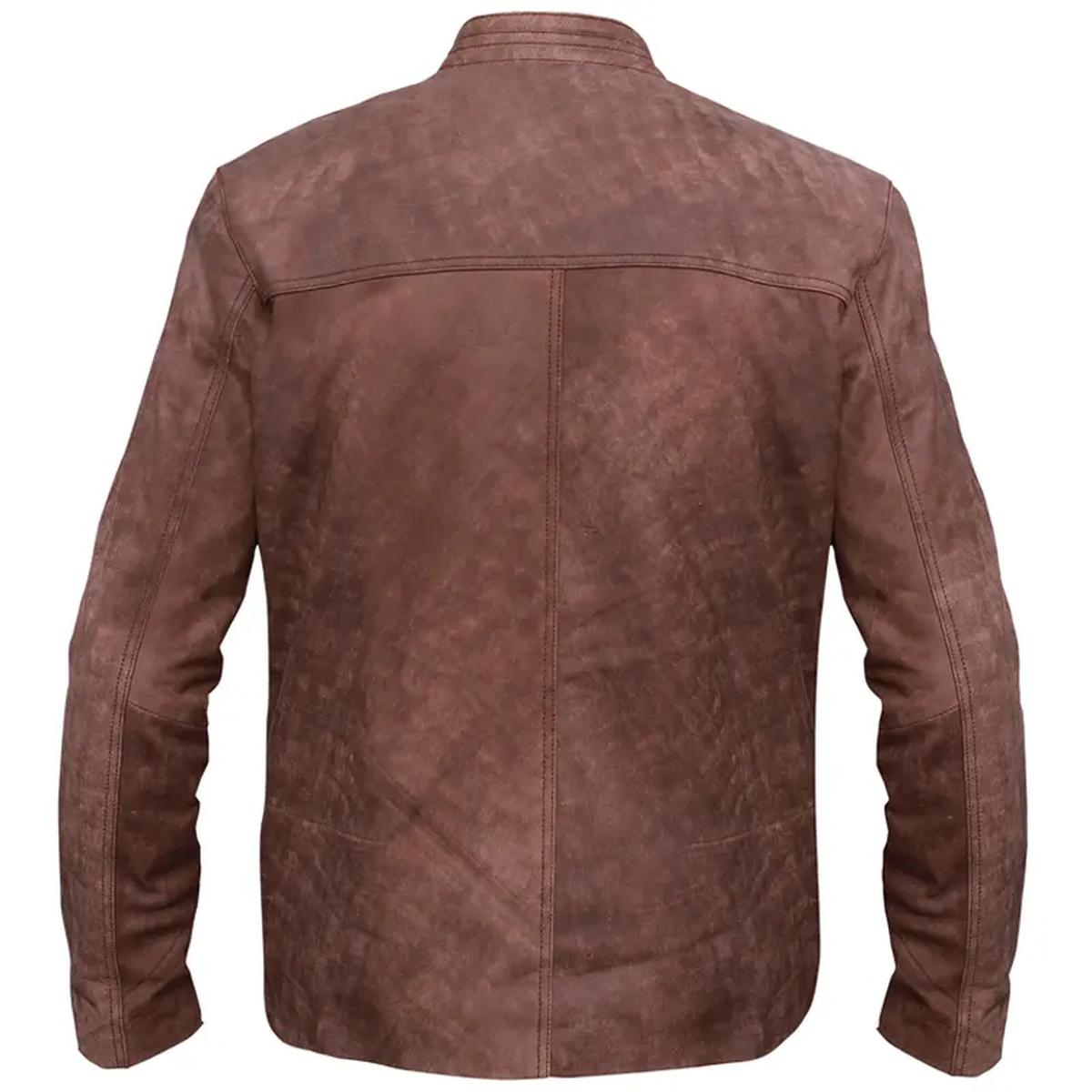 Men Fashion Distressed Light Brown Leather Jacket (2)