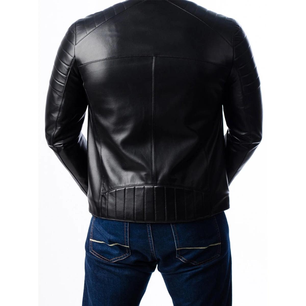 Men Quilted Motorcycle Leather Jacket (5)