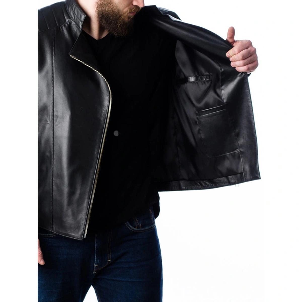 Men Quilted Motorcycle Leather Jacket (6)