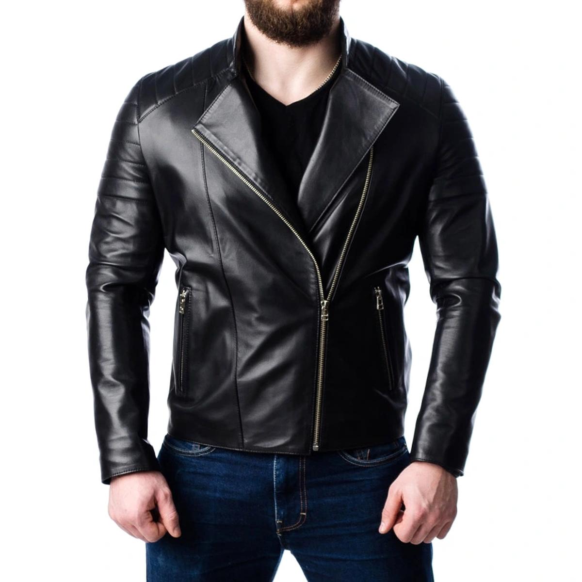 Men Quilted Motorcycle Leather Jacket (7)