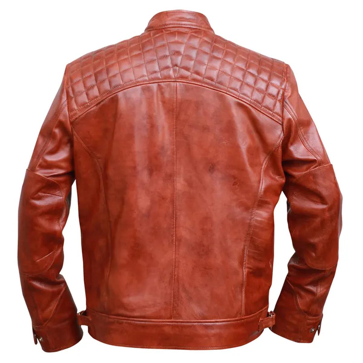 Classic Diamond Vintage Brown Biker Leather Jacket (6)