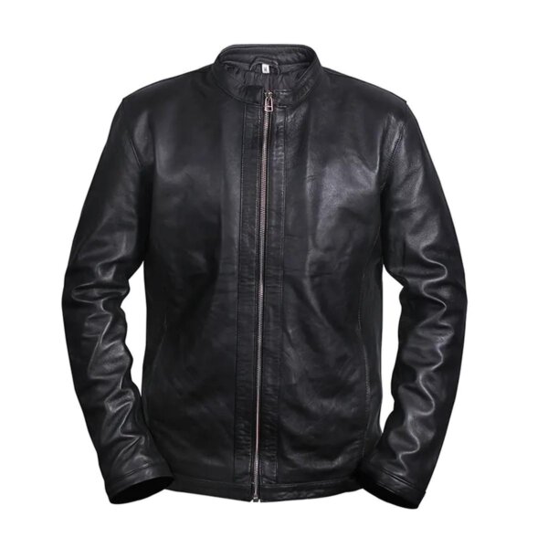 Men Black Retro Vintage Leather Jacket