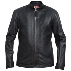 Men Black Slim Fit Biker Motorcycle Leather Jacket