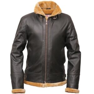 Flight Aviator Brown Shearling-Style Leather Jacket