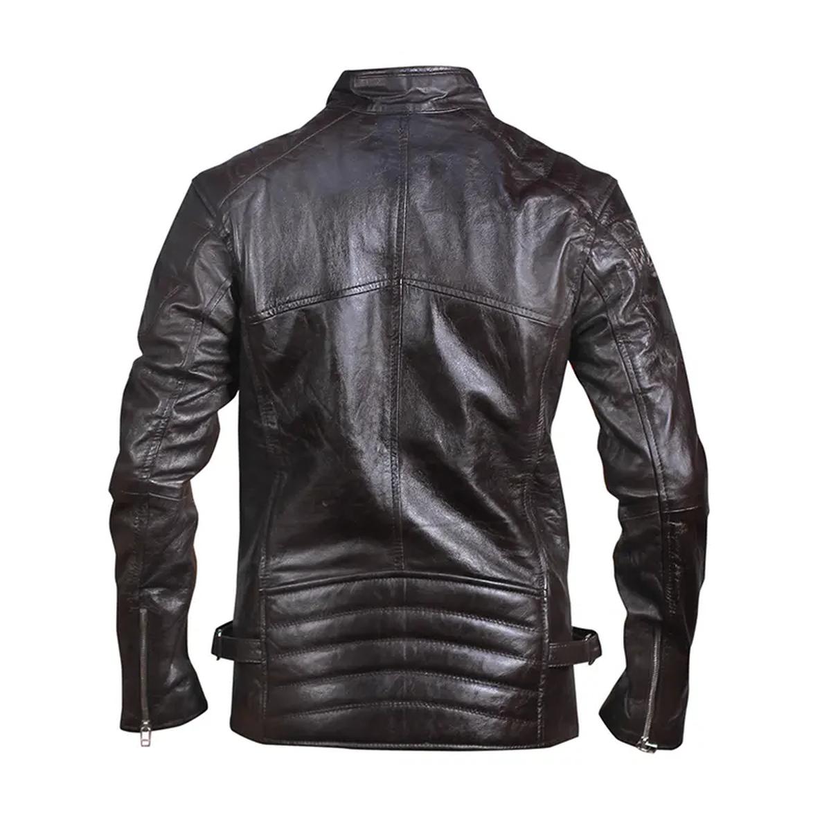 Vintage Motorcycle Black Quilted Biker Leather Jacket (2)
