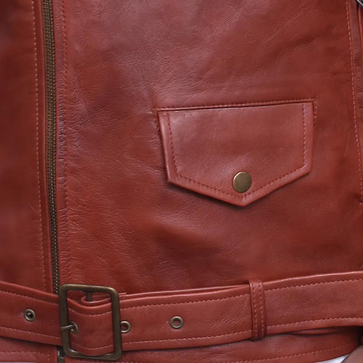 Men Motorcycle Brown Leather Jacket (5)