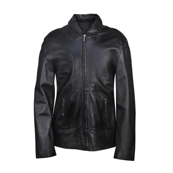 Men Classic Zipped Biker Leather Jacket