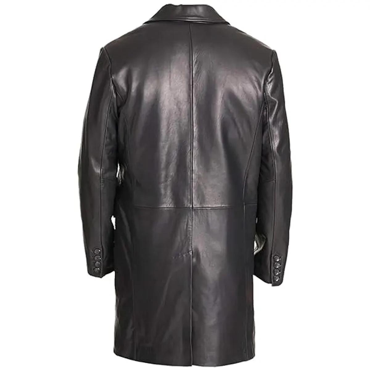 Classic Black Genuine Leather Overcoat (3)