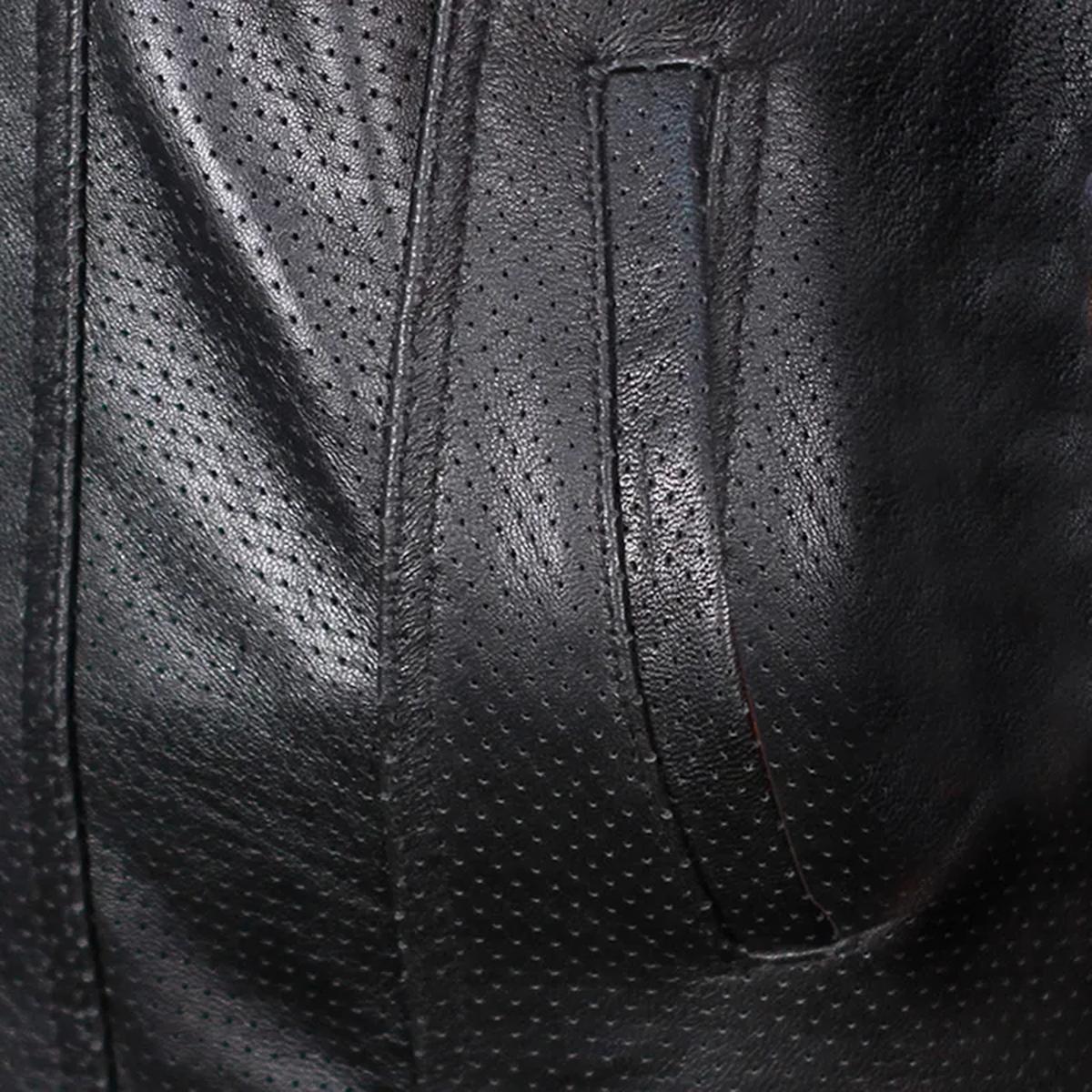 Men Black Sheepskin Leather Vest (6)