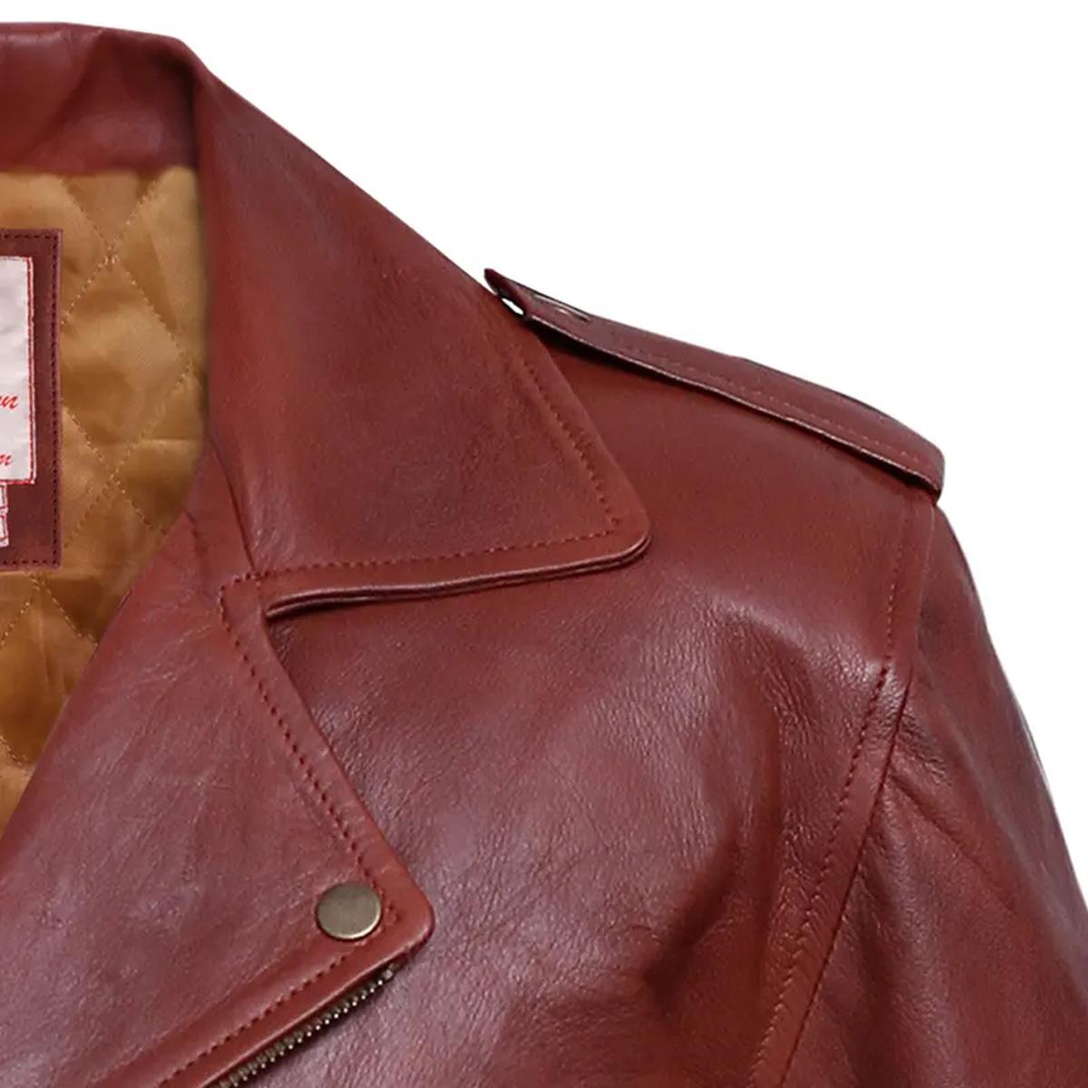 Men Motorcycle Brown Leather Jacket (6)