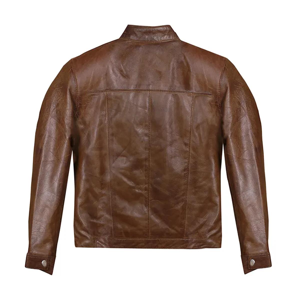 Men Retro Biker Brown Leather Jacket (3)