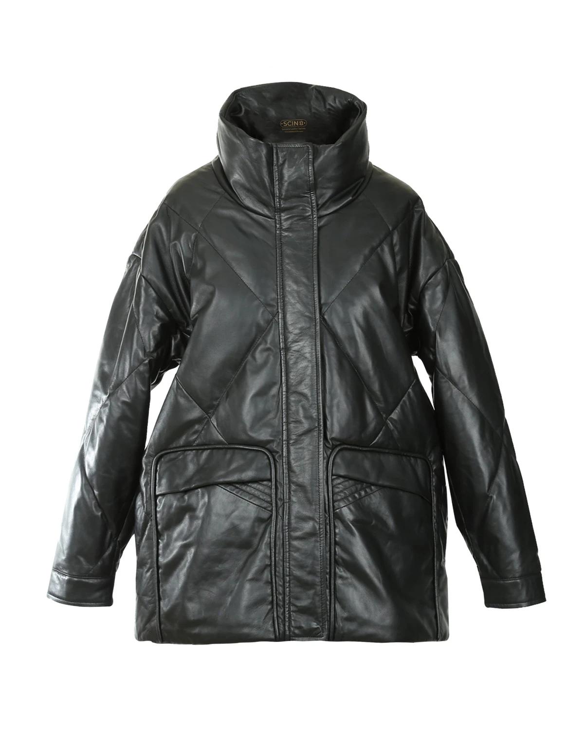 Women Olivia Quilted Puffer Sheepskin Leather Coat