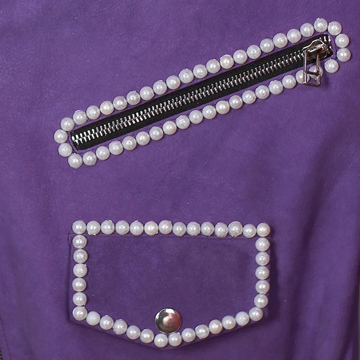 Women Biker Purple Sheepskin Leather Jacket With metallic stud detailing (2)