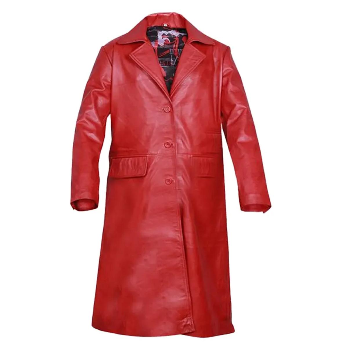 Red Leather Trench Coat (3)