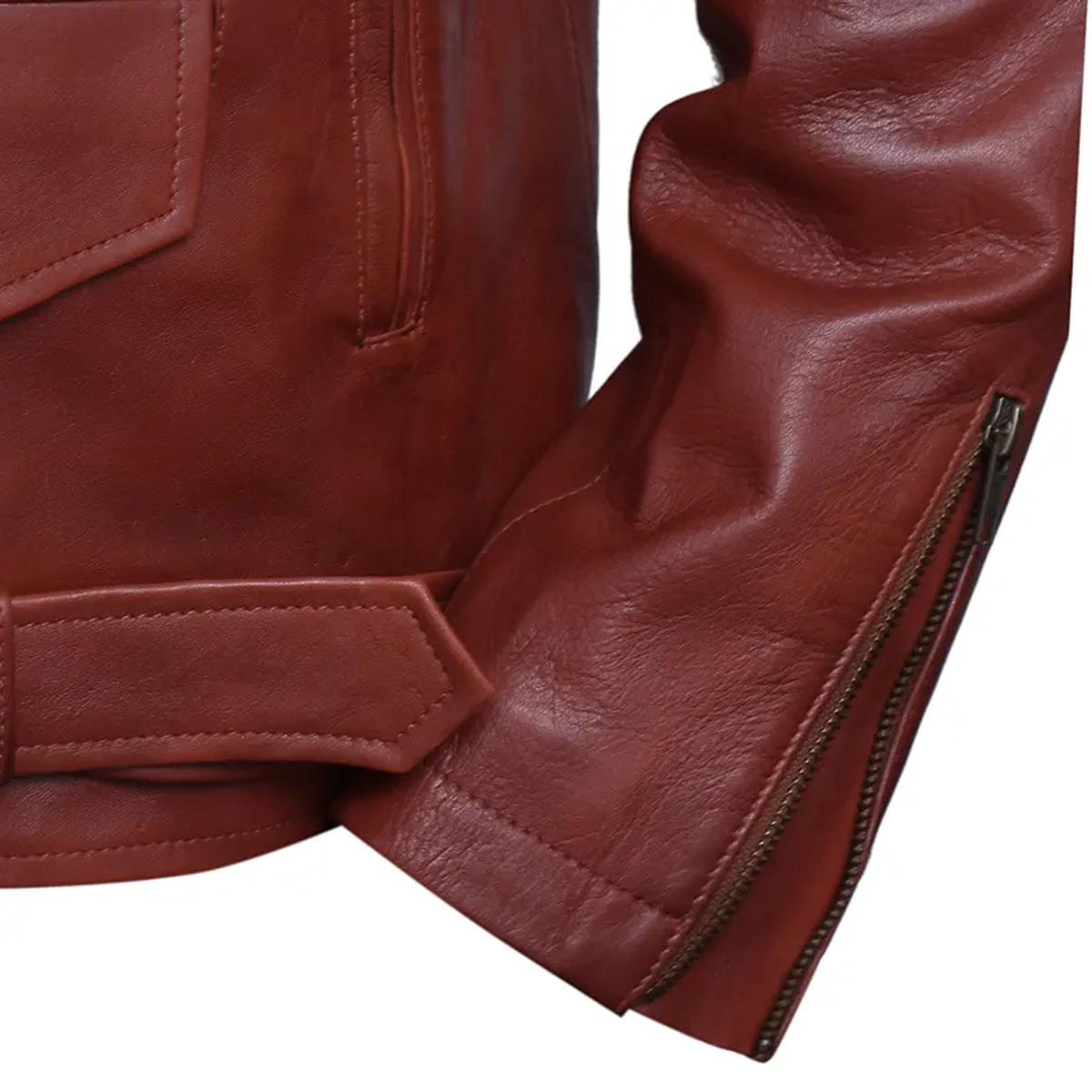 Men Motorcycle Brown Leather Jacket (7)