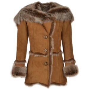 Vintage Longhaired Faux Fur Leather Overcoat
