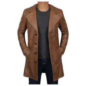 Vintage Wide Lapel Leather Trench Coat