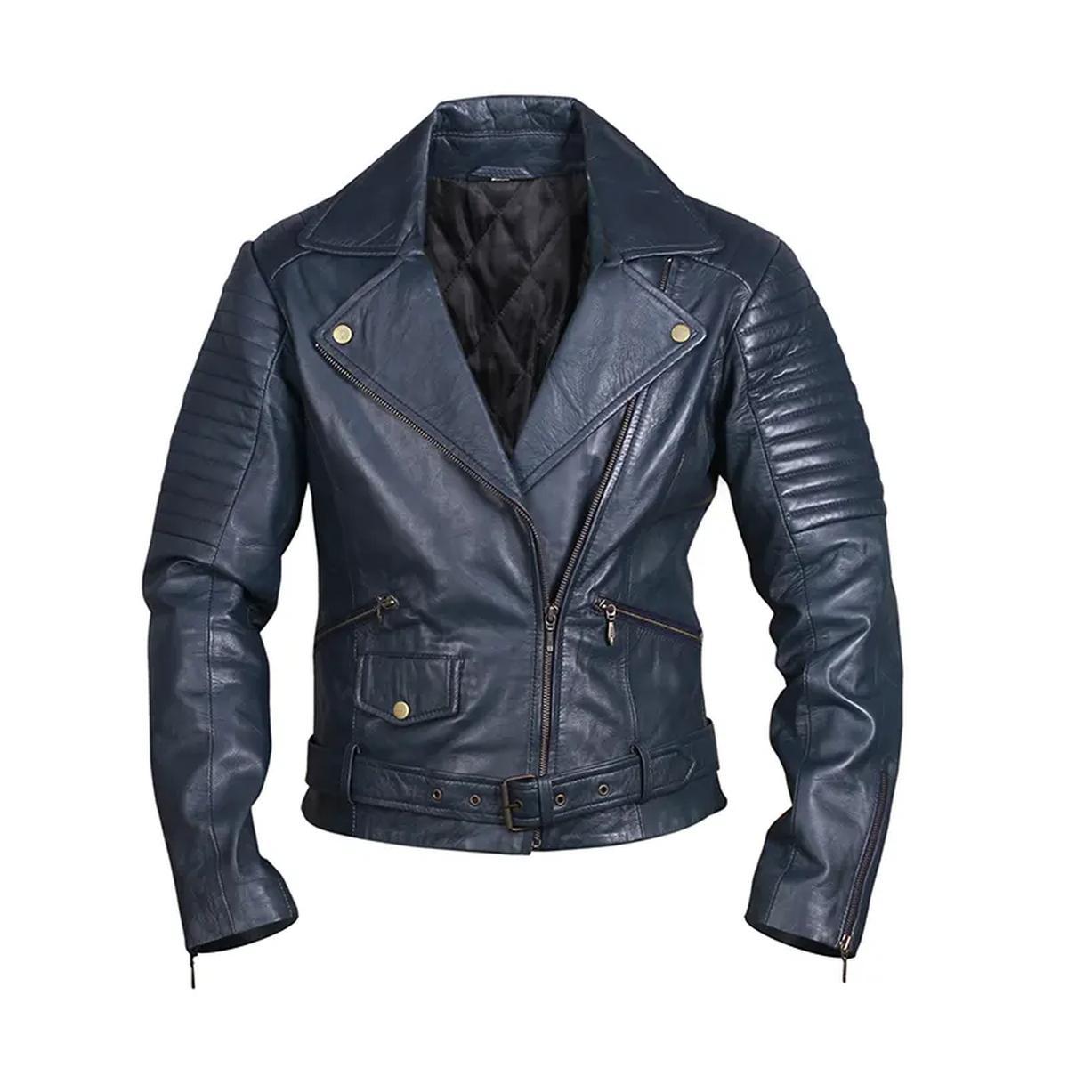 Women’s Classic Motorcycle Leather Jacket (3)