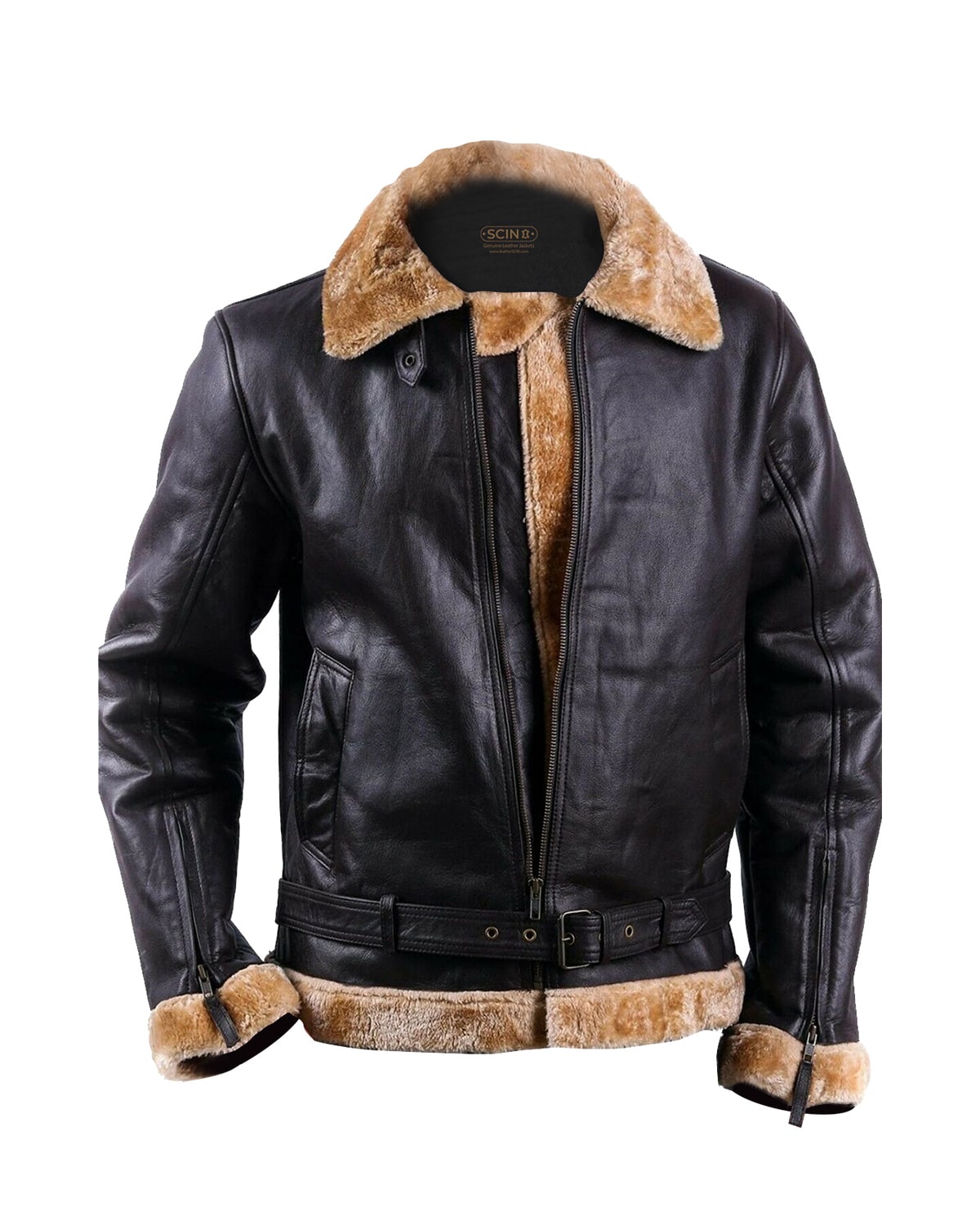 Men Aviator Sheepskin Shearling Leather Jacket
