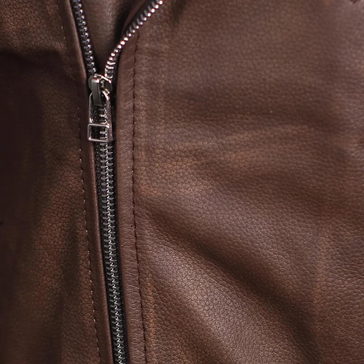 Men Biker Brown Genuine Leather Jacket (7)