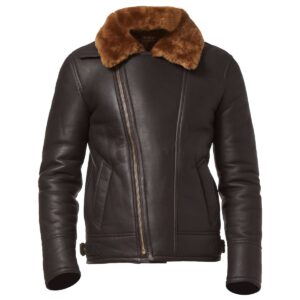Asymmetrical Aviator Bomber Faux Fur Leather Jacket