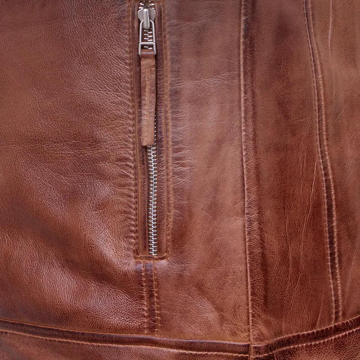 Men Brown Vintage Cafe Racer Style Leather Jacket (8)