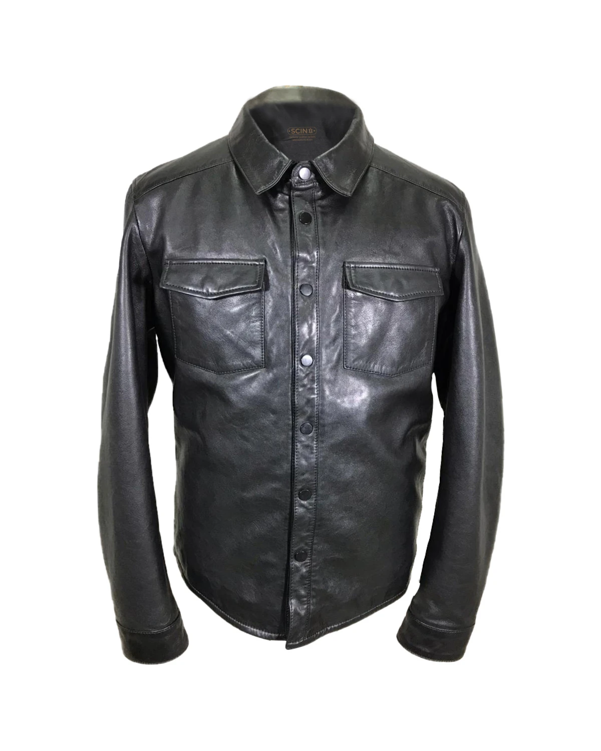 Men Leather Shirt Jacket