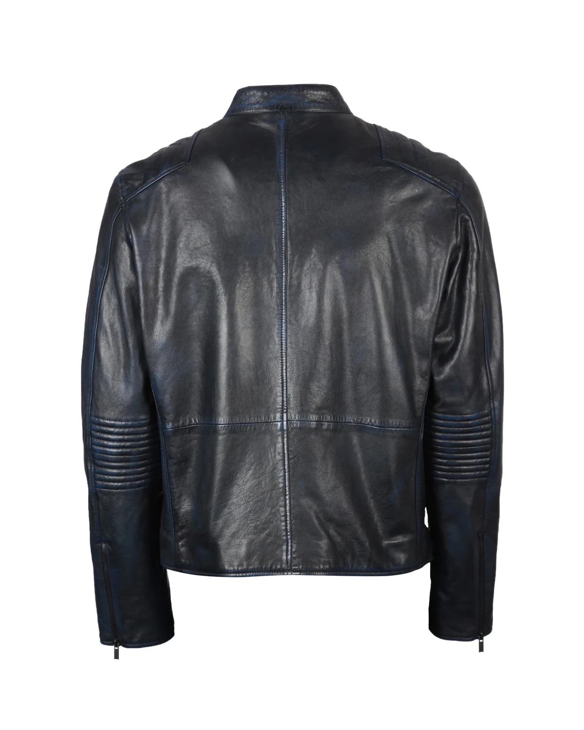 Men Tapered Sleeve Biker Leather Jacket (3)