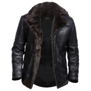 Men Sheepskin Aviator Bomber Faux Fur Leather Jacket