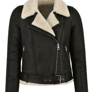 Celia Shearling-Style Biker Leather Jacket