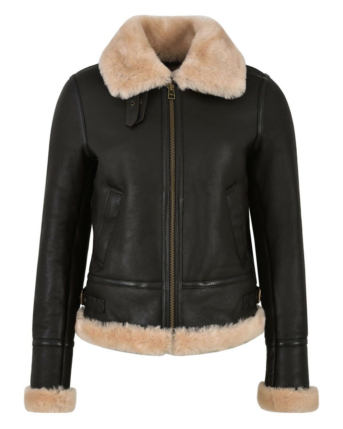 Women B3 Flying Bomber Aviator Sheepskin Leather Jacket